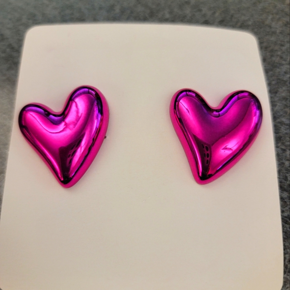 COPY - Hot Pink Heart Earrings